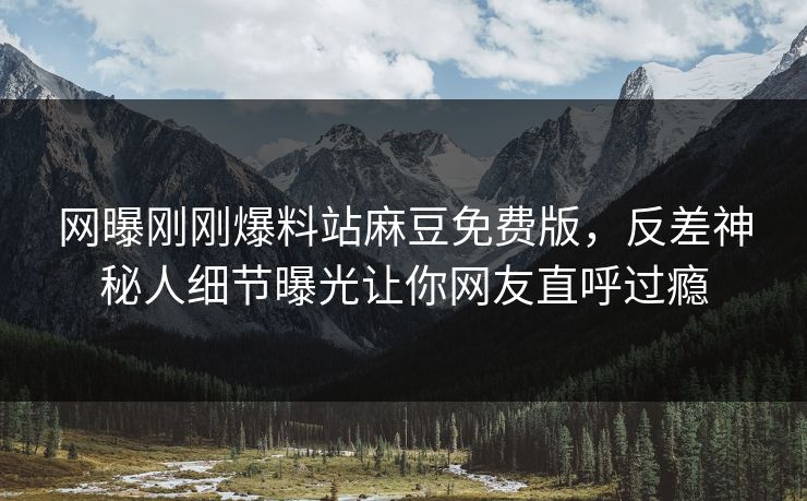 网曝刚刚爆料站麻豆免费版，反差神秘人细节曝光让你网友直呼过瘾