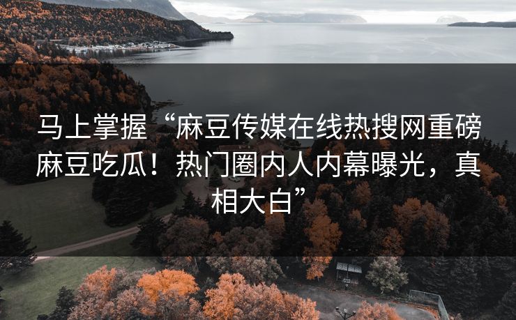 马上掌握“麻豆传媒在线热搜网重磅麻豆吃瓜！热门圈内人内幕曝光，真相大白”