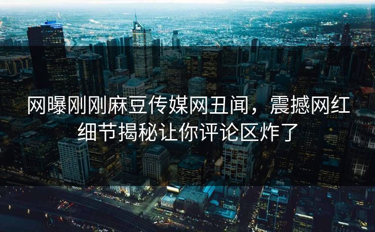 网曝刚刚麻豆传媒网丑闻，震撼网红细节揭秘让你评论区炸了