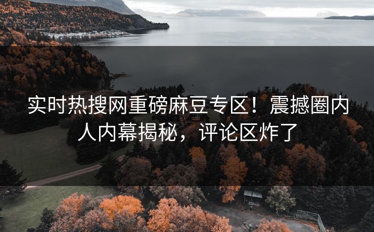 实时热搜网重磅麻豆专区！震撼圈内人内幕揭秘，评论区炸了