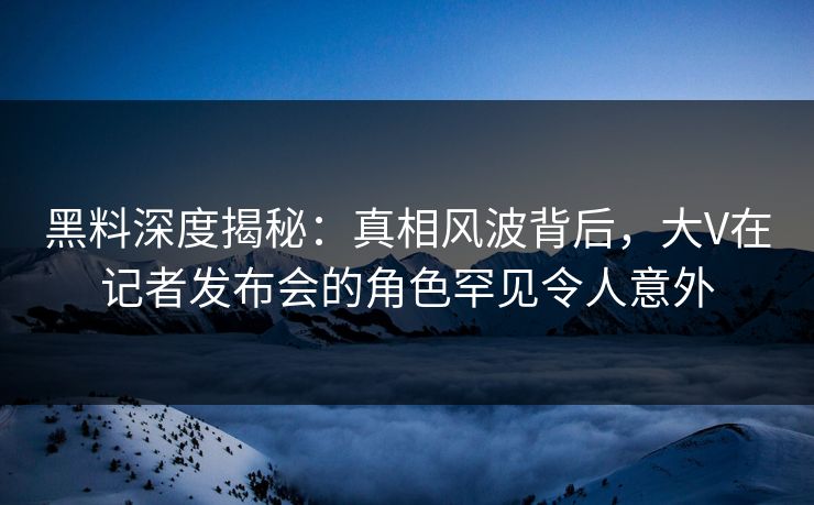黑料深度揭秘：真相风波背后，大V在记者发布会的角色罕见令人意外