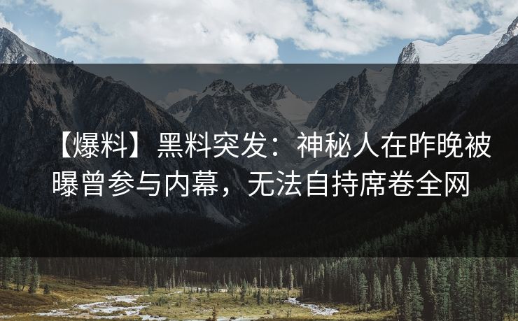 【爆料】黑料突发：神秘人在昨晚被曝曾参与内幕，无法自持席卷全网