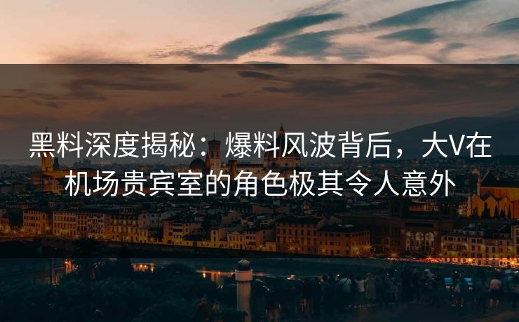 黑料深度揭秘：爆料风波背后，大V在机场贵宾室的角色极其令人意外